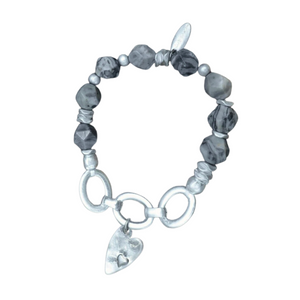 Captured Heart Chain Bracelet - Silver and Stone I