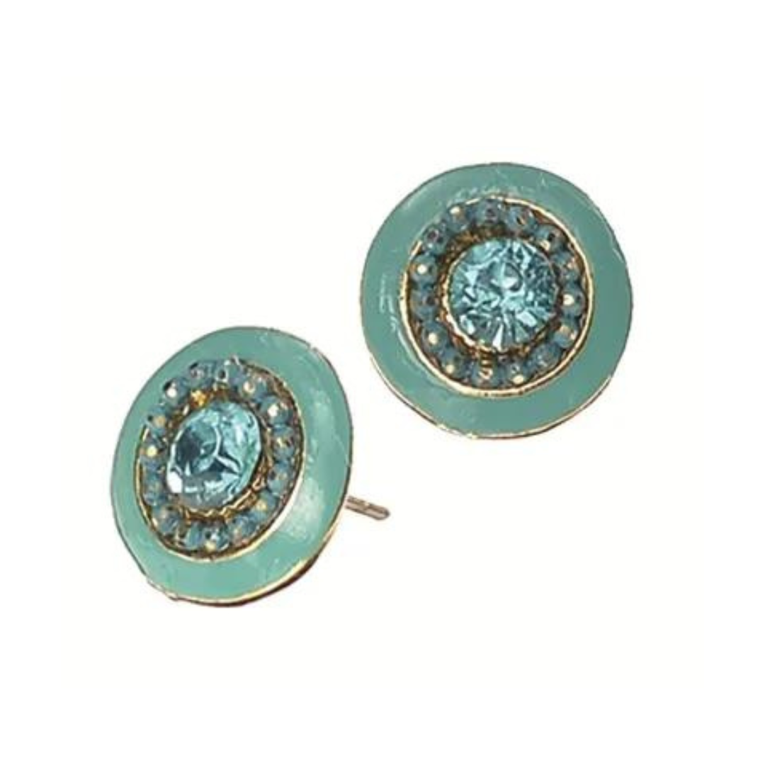 Turquoise Enamel Crystal Studs