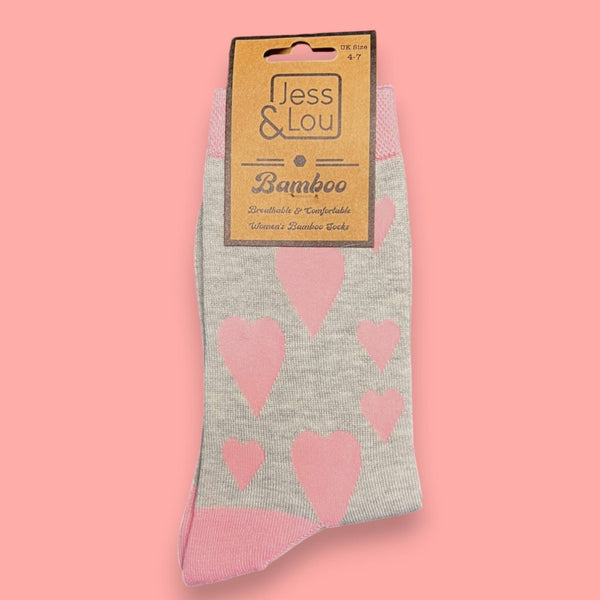 Love Hearts: Grey Ladies Bamboo Socks BW151