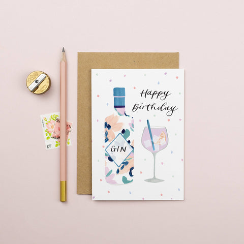 Gin Happy Birthday Card
