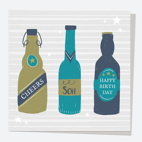 Son Birthday Card - Beer Bottles - Cheers Son