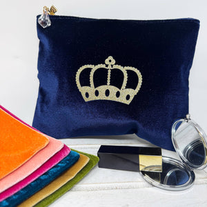 Crown Velvet Make Up Bag