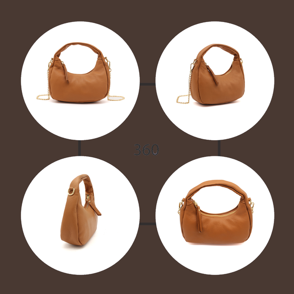 Chic Genuine Italian Leather Crossbody Bag with Elegant Chai