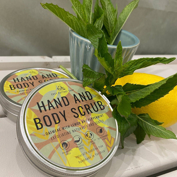 Oatmeal Hand/Body Scrub with Peppermint & Lemon Essential