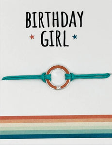 Birthday girl string bracelet charm