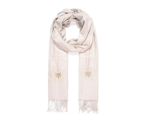 Ivory Butterfly Embroidered Scarf