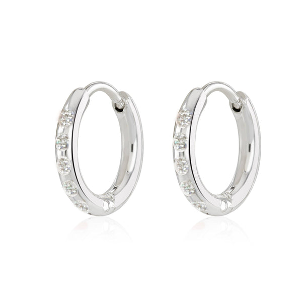 Silver plated Huggie earrings with glitter enamel