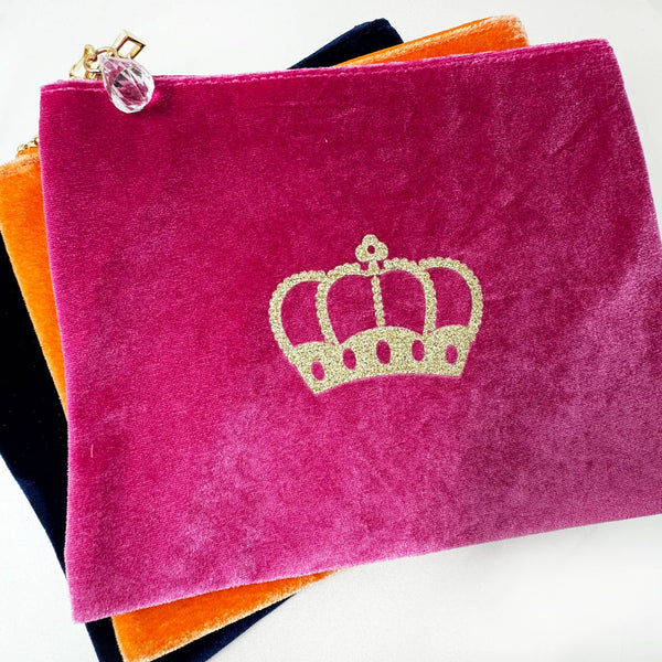 Crown Velvet Make Up Bag