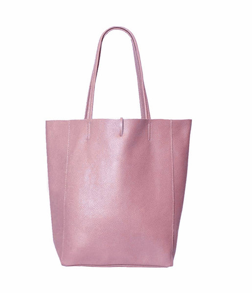 Italian Leather Large Shopper Tote with Tie Closure