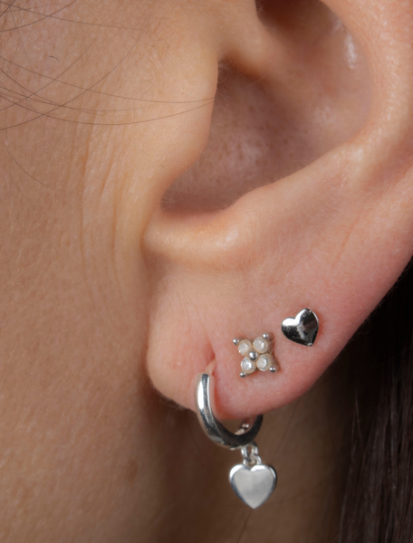 Claude Tiny Heart Huggies Earring - Sterling Silver 925