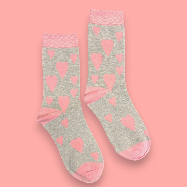 Love Hearts: Grey Ladies Bamboo Socks BW151