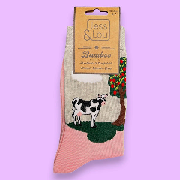 Happy Hooves: Pink Countryside Ladies Bamboo Socks BW111