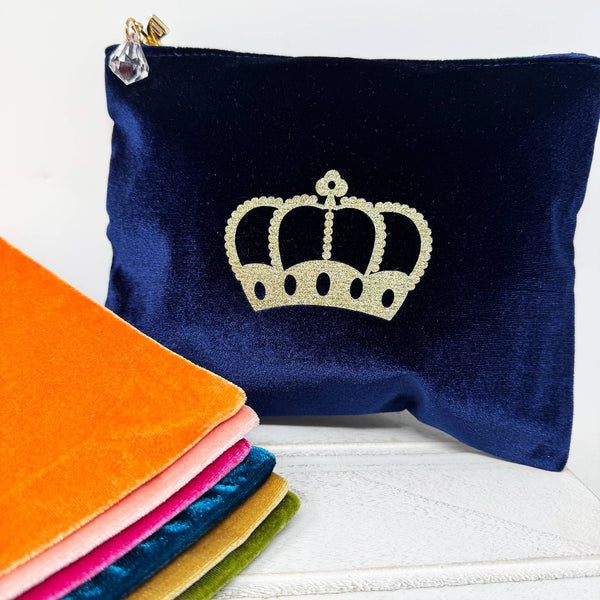 Crown Velvet Make Up Bag