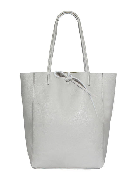Italian Leather Large Shopper Tote with Tie Closure