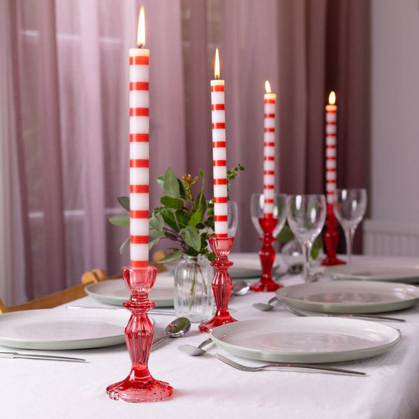 Red & White Dinner Candles | 25 Candles | POS Unit | Xmas |