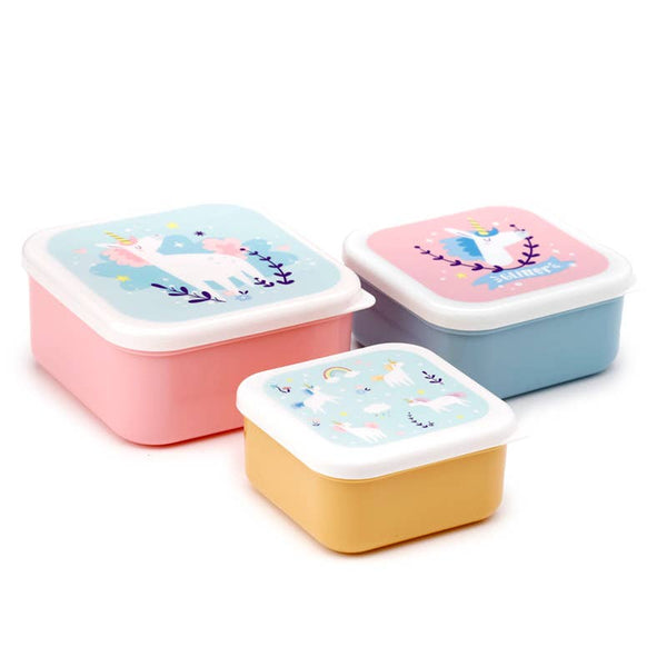 Set of 3 Lunch Box Snack Pots S/M/L - Unicorn Magic