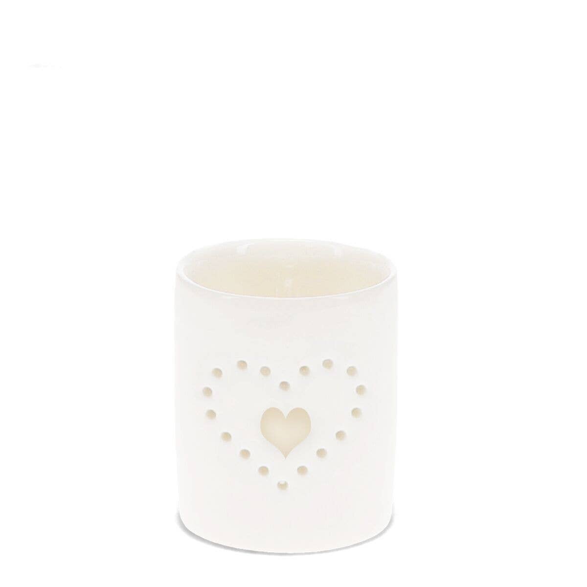 Glossy Ceramic Tealight Holder - Heart
