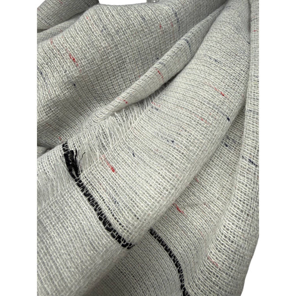 Fringe Edge Dove Grey with Black Stripe Spring Scarf SS461