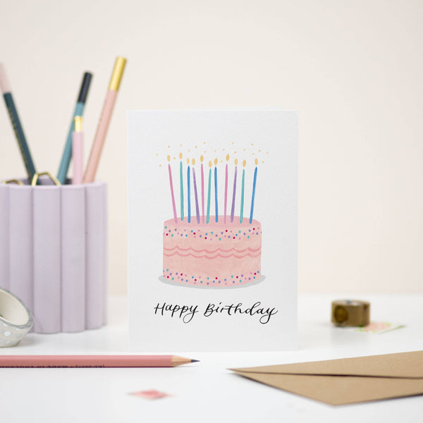 Happy Birthday Pink Cake Card