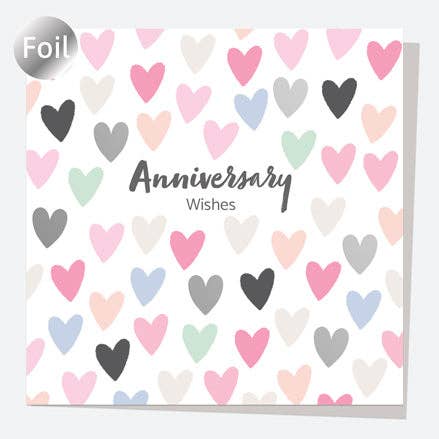 Luxury Foil Anniversary Card - Confetti Hearts