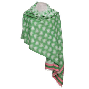 Green Reversible Heart Pashmina