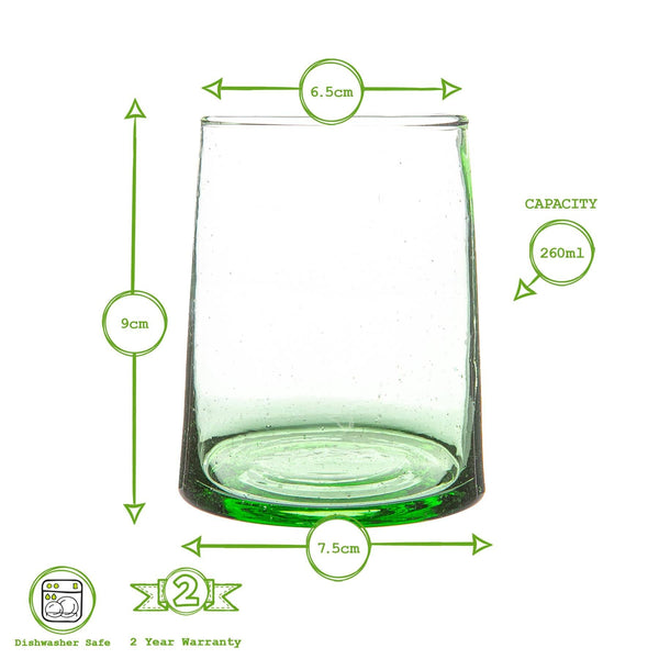 Nicola Spring Merzouga Recycled Tumbler Glass 260ml Green