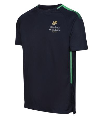 Elizabeth Woodville school PE T-Shirt Navy/emerald