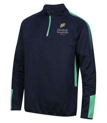 Elizabeth Woodville school 1/4 Zip Midlayer Navy/emerald