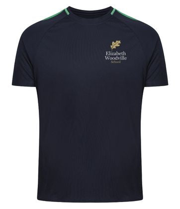 Elizabeth Woodville school PE T-Shirt Navy/emerald