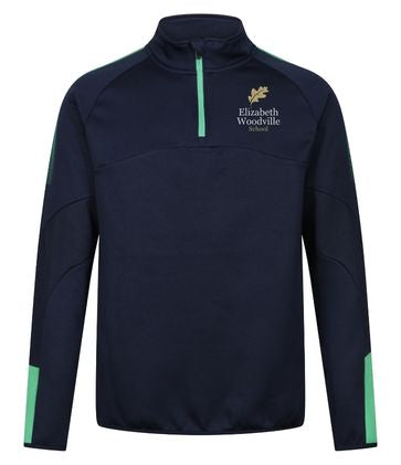 Elizabeth Woodville school 1/4 Zip Midlayer Navy/emerald