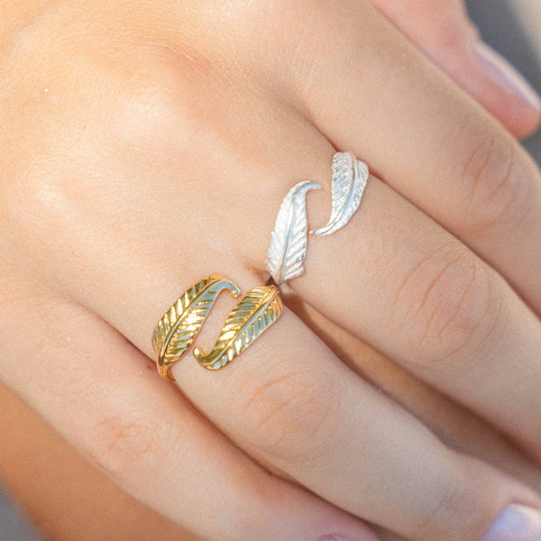 Bocca Feather Ring, Adjustable Silver Statement Ring