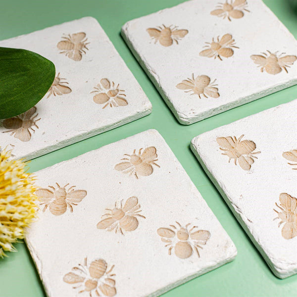 Bee Imprint Coasters Set of 4