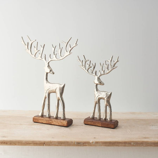 Brushed Silver Reindeer on Stand, 23cm
