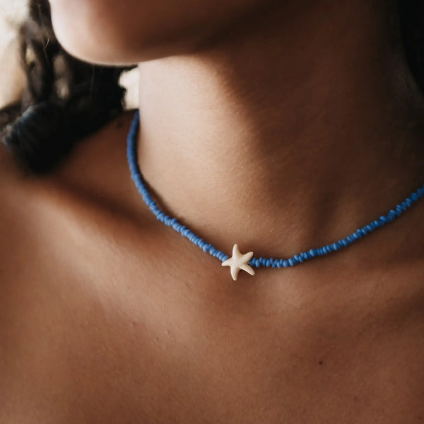 Tidepool Star Necklace, Beaded Necklace