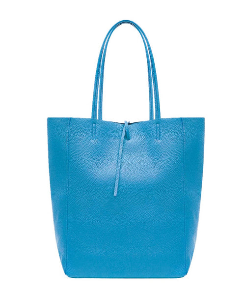 Italian Leather Large Shopper Tote with Tie Closure