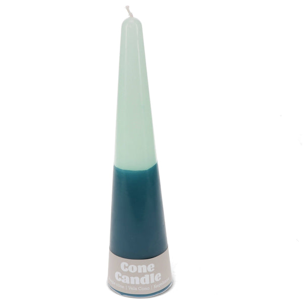 Tall Two-Colour Cone Candle - Dark Blue-Mint Green