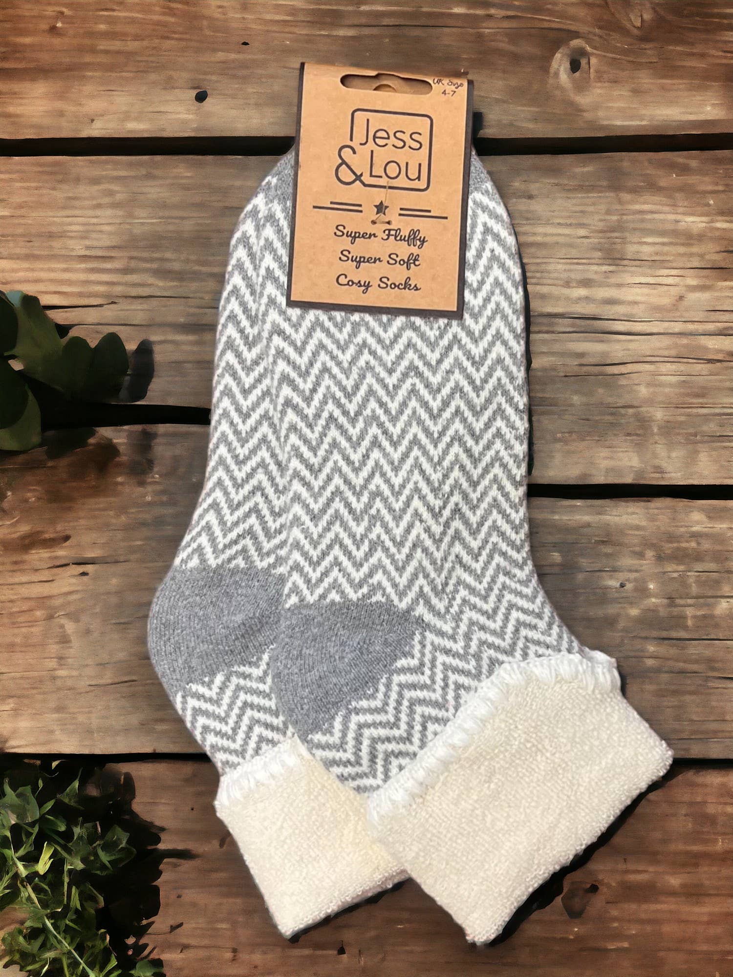 Herringbone Black Super Cosy Cuff Socks SL198