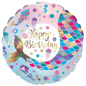 Shimmering Mermaid "Happy Birthday" Helium Balloon