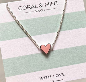 Heart Necklace with Light Pink Enamel