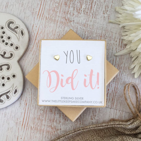 “You Did It!” Yellow Gold Vermeil Quote Earrings