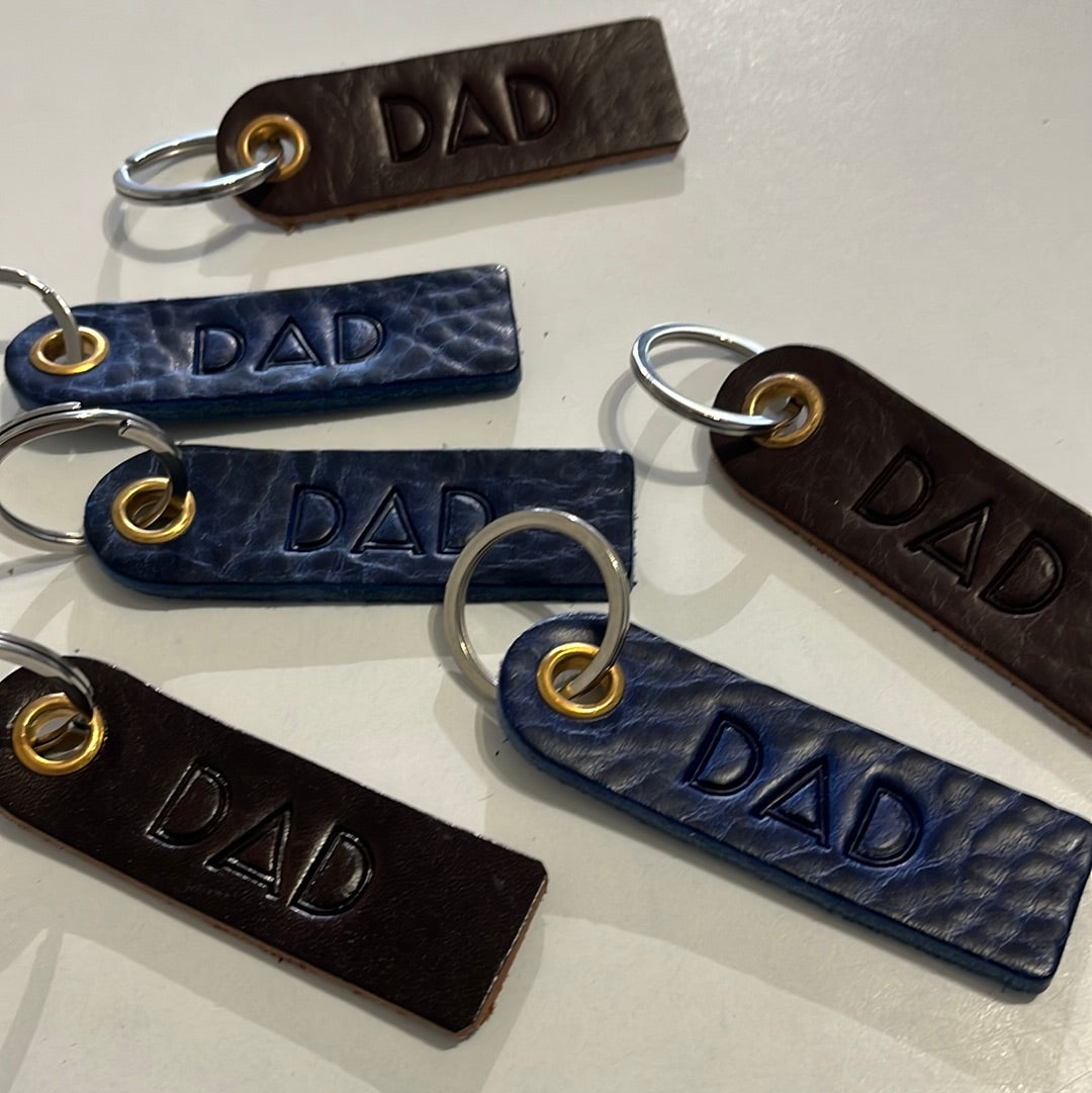Leather Dad key rings! This is for 1 key ring in navy or brown