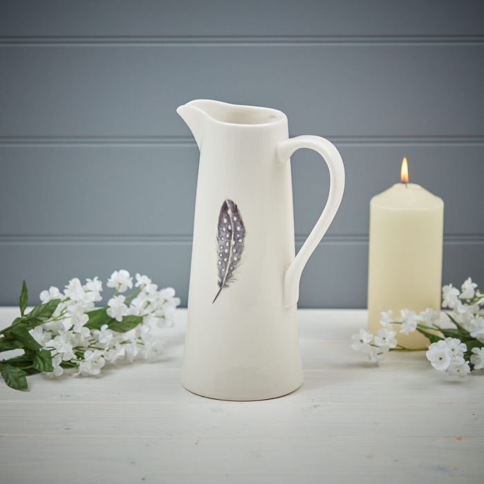 embossed-feather-white-ceramic-jug