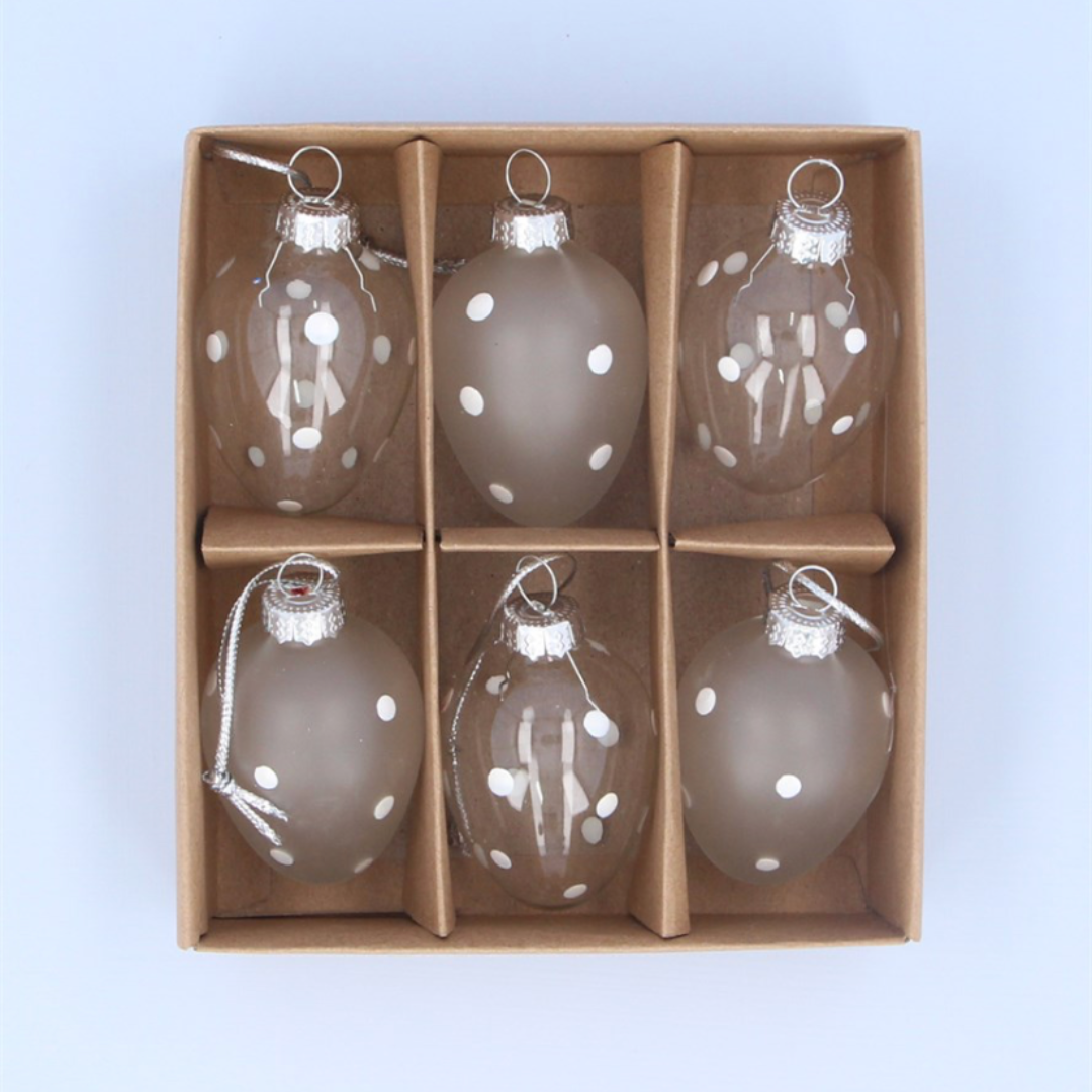 Frosted Glass Polka Dot Egg Decorations