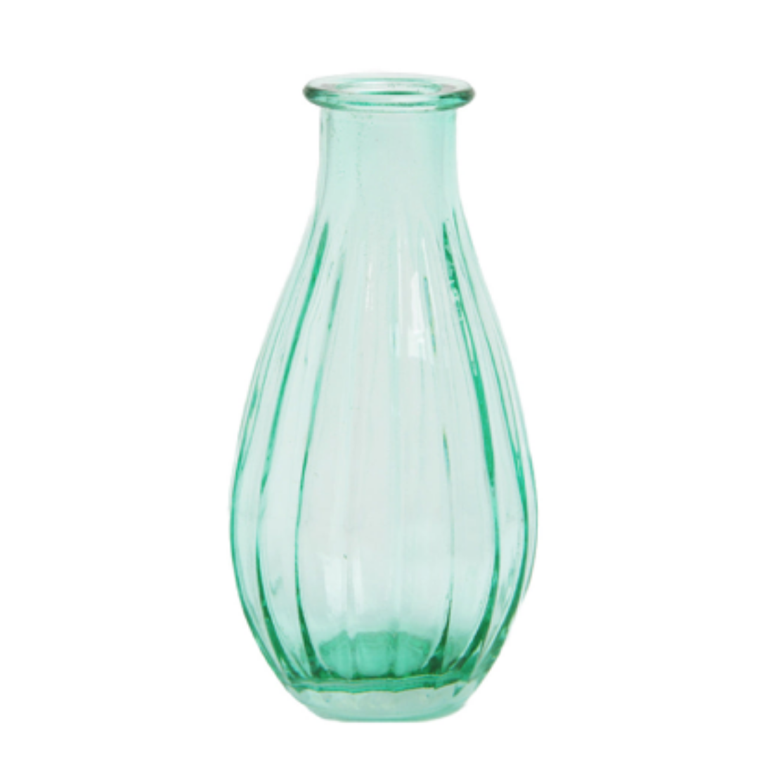Boho Green Glass Bud Vase