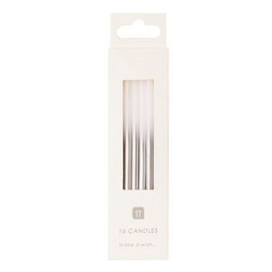 Luxe White and Silver Candles, 10cm, 16Pk