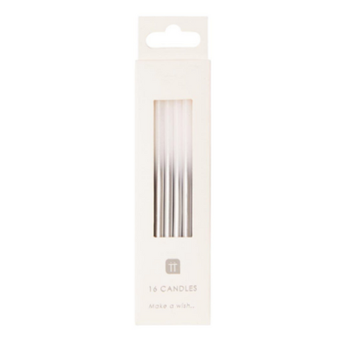 Luxe White and Silver Candles, 10cm, 16Pk