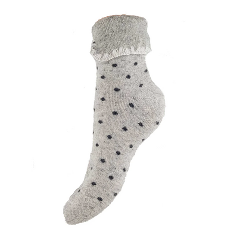 Grey Cuff Socks with Dots