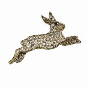 Leaping Hare - Antique Gold and Clear