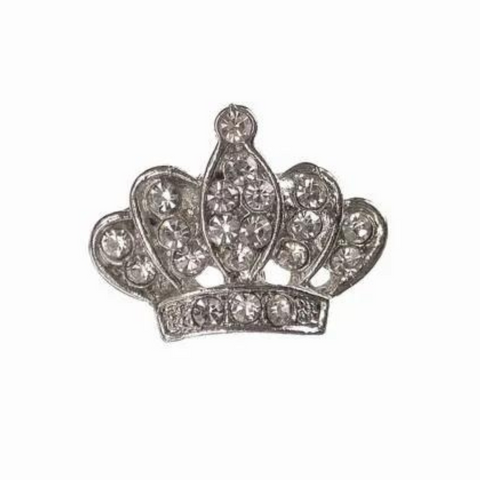 Mini Crown Pin - Antique Silver and Clear