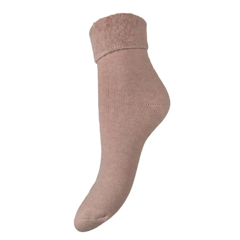 Pale Pink Wool Blend Socks with Cuff